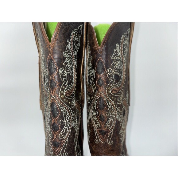 Shyanne Isabelle Inlay Stud Western Boot Brown Womens Size 8.5 - Picture 10 of 16